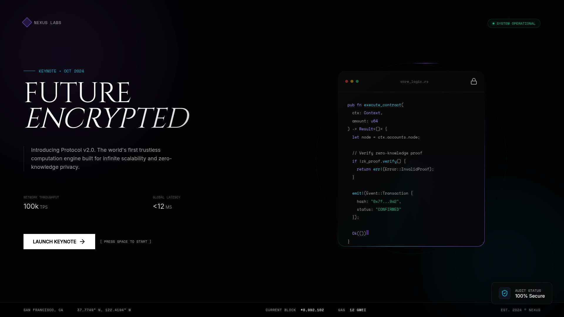 Product launch announcement keynote - Fintech Neon Glow style template